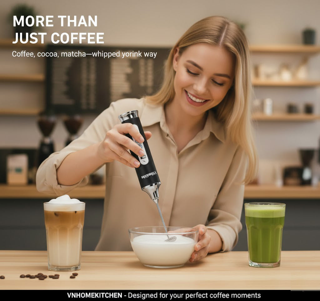 Upgraded handheld rechargeable milk frother - VNHOMEKITCHEN