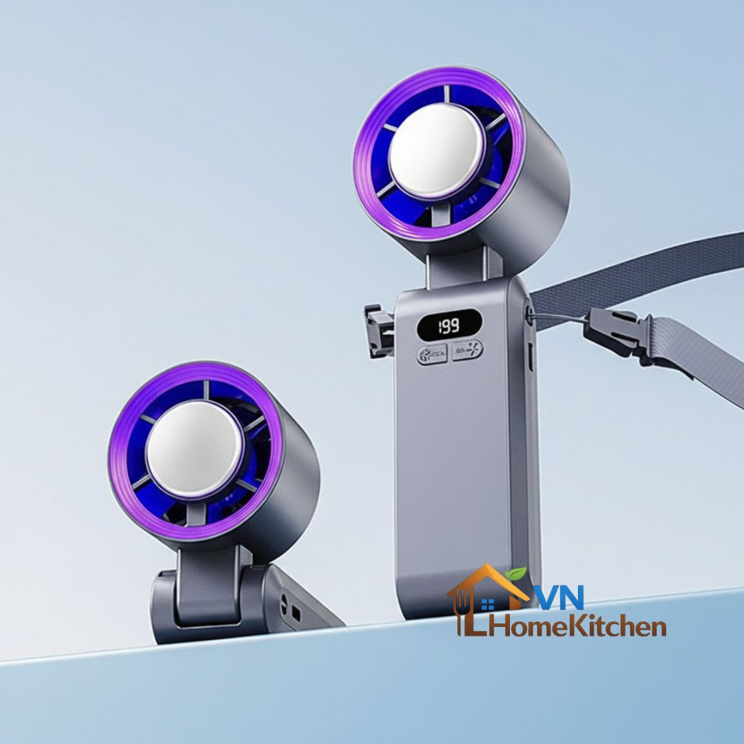 Upgraded handheld portable turbo fan with ice cooler and 199-speed control - lightweight and rechargeable