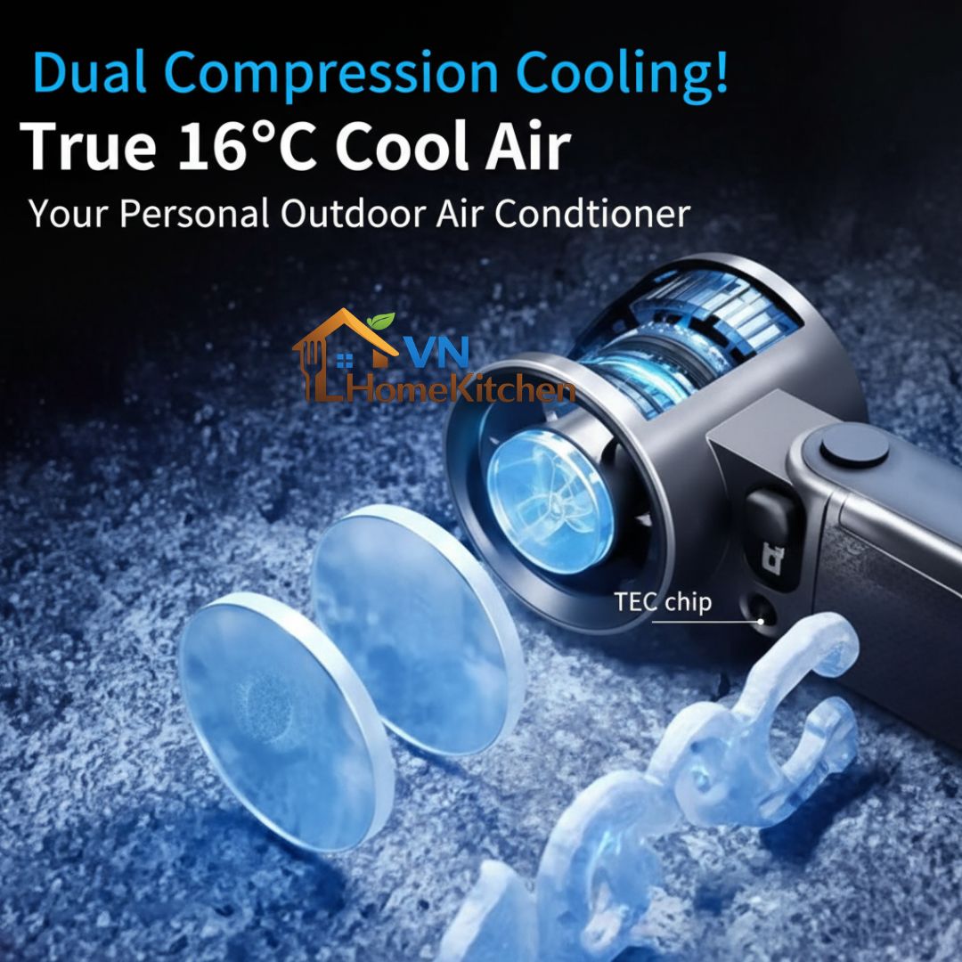 Upgraded handheld portable turbo fan with ice cooler and 199-speed control - lightweight and rechargeable