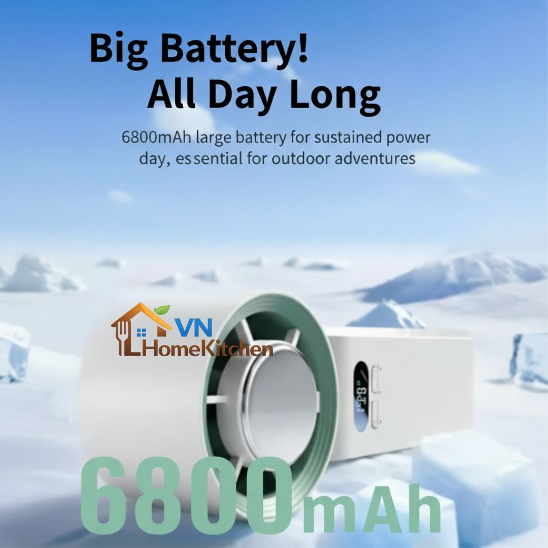 Upgraded handheld portable turbo fan with ice cooler and 199-speed control - lightweight and rechargeable