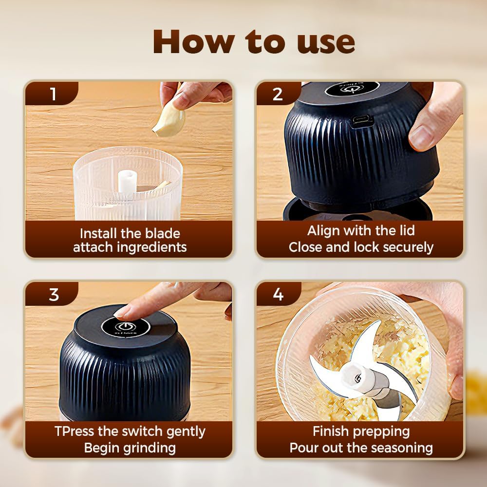Electric garlic chopper mini portable veggie chopper - VNHOMEKITCHEN