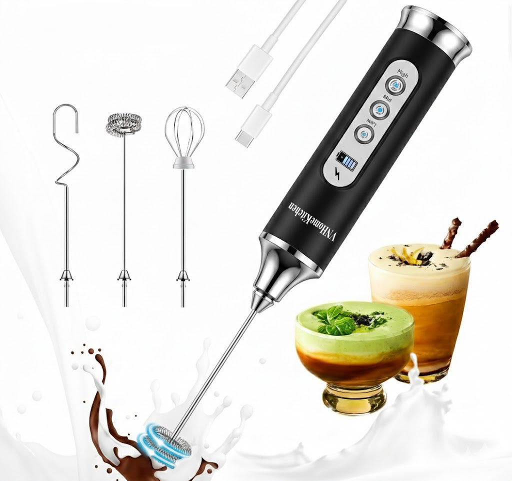 Upgraded handheld rechargeable milk frother - VNHOMEKITCHEN